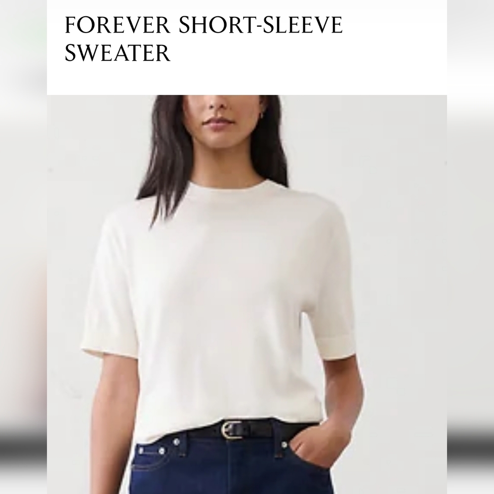 NWOT Banana Republic Cream Short Sleeve Top